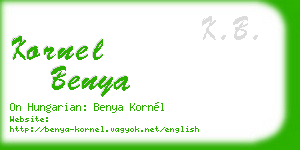 kornel benya business card