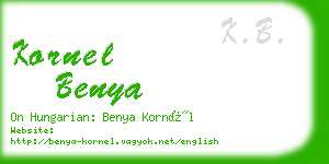 kornel benya business card